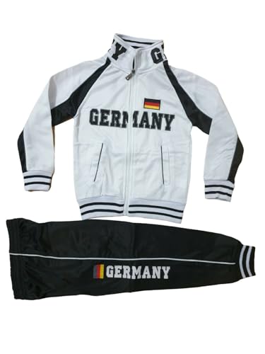 Generisch Kinder Jungen Jogginganzug Trainingsanzug Sportanzug Hose Jacke Set (Germany Weiß, 122) von Generisch