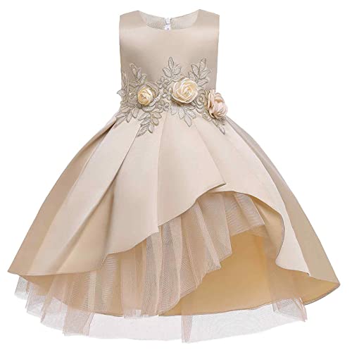 Generisch Kinder Ketten Mädchen Mädchen Rotes Kleid Kinderkleidung Mädchen Blumenmädchen Kleid Prinzessin Kleid Kinder Piano Performance Kinderkleid Strick Mädchen (B, 2-3 Years) von Generisch