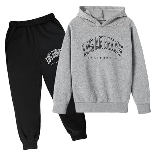 Generisch Kinder Kinder Casual Brief Gedruckt Langarm Hoodie Pullover Sweatshirt Trainingsanzug Jogger Jogginghose Unisex 2 Pc Sweatsuit Set Kinder Kleider Junge (Dark Gray 9 10 Years) von Generisch
