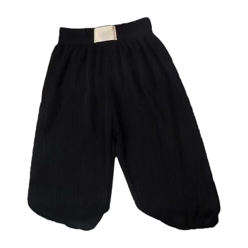 Generisch Kinder Pumphose Mädchen Dünn Eisseide Plisseehose Atmungskative Weicher Sommerhose Mit Gummibund Elastischer Bund Sweathose Baggy Weites Bein Freizeithose Stretch Jogginghose Black 140 von Generisch