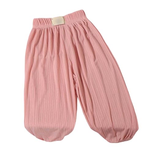 Generisch Kinder Pumphose Mädchen Dünn Eisseide Plisseehose Atmungskative Weicher Sommerhose Mit Gummibund Elastischer Bund Sweathose Baggy Weites Bein Freizeithose Stretch Jogginghose Pink 140 von Generisch