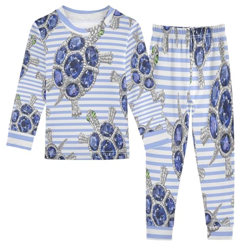 Generisch Kinder Pyjama-Set Diamant Schildkröte Tier Baumwolle Schlafanzug Set Langarm Nachtwäsche-Set Mädchen Jungen Pyjama Sets von Generisch