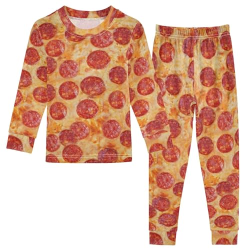 Generisch Kinder Pyjama-Set Jahrgang Wurst Pizza Baumwolle Schlafanzug Set Langarm Nachtwäsche-Set Mädchen Jungen Pyjama Sets von Generisch