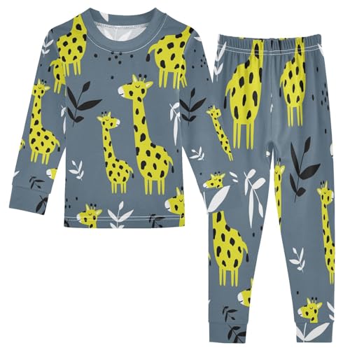 Generisch Kinder Pyjama-Set Süß Giraffe Muster Baumwolle Schlafanzug Set Langarm Nachtwäsche-Set Mädchen Jungen Pyjama Sets von Generisch