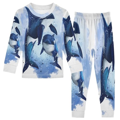 Generisch Kinder Pyjama-Set Süß Wal Baumwolle Schlafanzug Set Langarm Nachtwäsche-Set Mädchen Jungen Pyjama Sets von Generisch