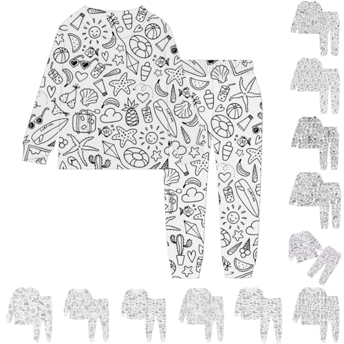 Generisch Kinder-Pyjama-Set Zum Ausmalen - Sketch Buntes Pyjama, DIY Kinderkunst: Malen Sie Ihr Eigenes Langärmliges Oberteil Und Hose von Generisch