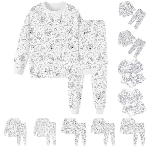 Generisch Kinder-Pyjama-Set Zum Ausmalen - Sketch Buntes Pyjama Mit Langärmligem Oberteil Und Hose, DIY Kinderkunst von Generisch