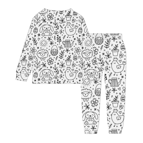 Generisch Kinder-Pyjamas Zum Ausmalen - Buntes Pyjama-Set Mit Langärmligem Oberteil Und Hose - DIY Kinderkunst Zum Selbstgestalten von Generisch