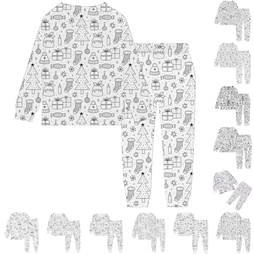Generisch Kinder-Pyjama-Set Zum Ausmalen - Sketch Buntes Pyjama, DIY Kinderkunst: Malen Sie Ihr Eigenes Langärmliges Oberteil Und Hose von Generisch