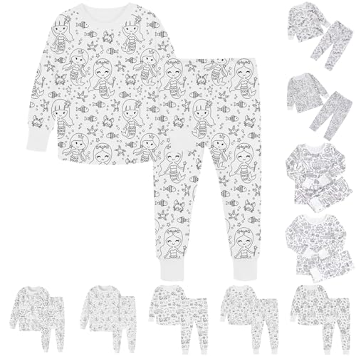 Generisch Kinder-Pyjamas Zum Ausmalen - Pyjama-Set Mit Langärmligem Oberteil Und Hose, DIY Buntes Sketch-Set Für Kinderkunst von Generisch