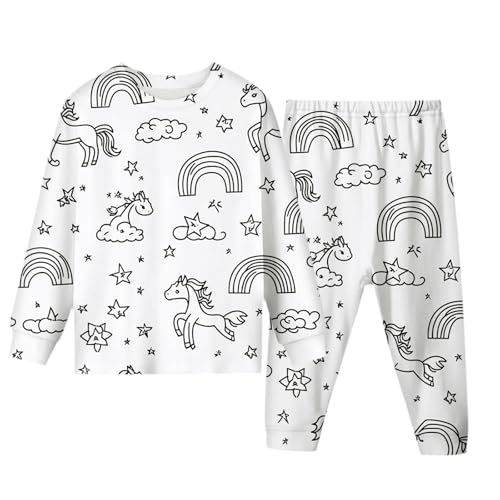 Generisch Kinder-Pyjamas zum Ausmalen,Pyjama-Set zum Ausmalen für Kinder - Sketch Buntes Kinder-Pyjama-Set,Kinderkunst: Malen Sie Ihr eigenes langärmliges Oberteil und Ihre eigene Hose aus, DIY von Generisch