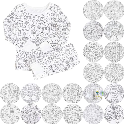 Generisch Kinder-Pyjamas zum Ausmalen,Pyjama-Set zum Ausmalen für Kinder - Sketch Buntes Kinder-Pyjama-Set,Kinderkunst: Malen Sie Ihr eigenes langärmliges Oberteil und Ihre eigene Hose aus, DIY von Generisch