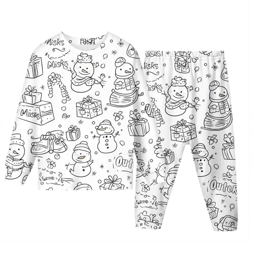 Generisch Kinder-Pyjamas zum Ausmalen,Pyjama-Set zum Ausmalen für Kinder - Sketch Buntes Kinder-Pyjama-Set,Kinderkunst: Malen Sie Ihr eigenes langärmliges Oberteil und Ihre eigene Hose aus, DIY von Generisch