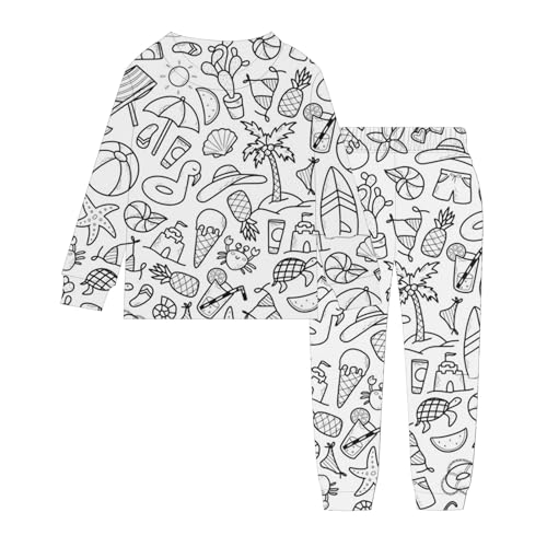 Generisch Kinder-Pyjamas Zum Ausmalen - Pyjama-Set Mit Langärmligem Oberteil Und Hose - Sketch Buntes Set Für Kinderkunst, DIY von Generisch