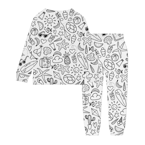 Generisch Kinder-Pyjamas Zum Ausmalen - Pyjama-Set Mit Langärmligem Oberteil Und Hose, DIY Sketch Buntes Set, Kinderkunst: Malen Sie Ihr Eigenes von Generisch