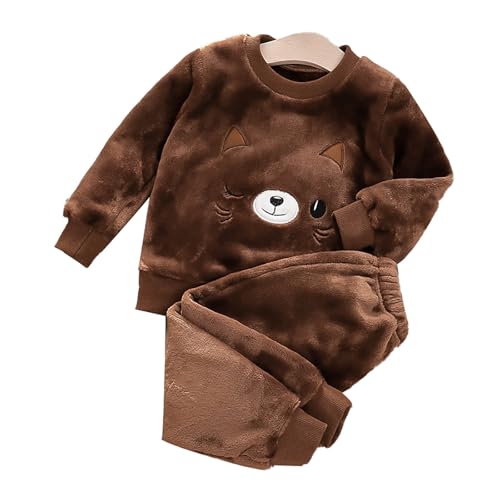 Generisch Kinder Schlafanzug Jungen Mädchen Flanell Pyjama Set Weiche Langarm Warme Zweiteilig Schlafanzüge Set Winter Nachtwäsche Oberteil Pyjamahose Lang für Unisex Kinder Größe 2-12 Jahre von Generisch