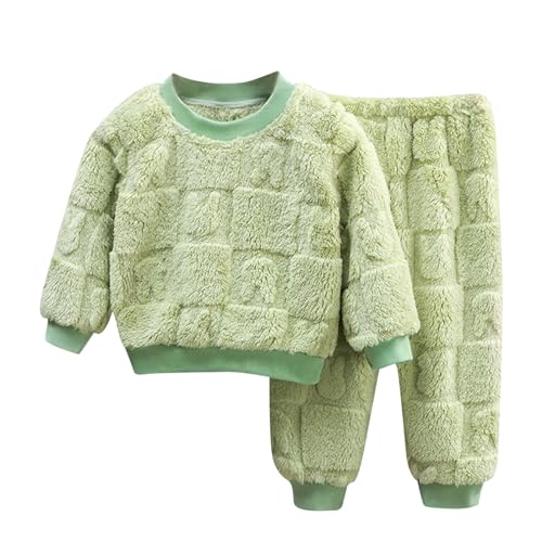 Generisch Kinder Schlafanzug Jungen Mädchen Flanell Pyjama Set Weiche Langarm Warme Zweiteilig Schlafanzüge Set Winter Nachtwäsche Oberteil Pyjamahose Lang für Unisex Kinder Größe 2-12 Jahre von Generisch