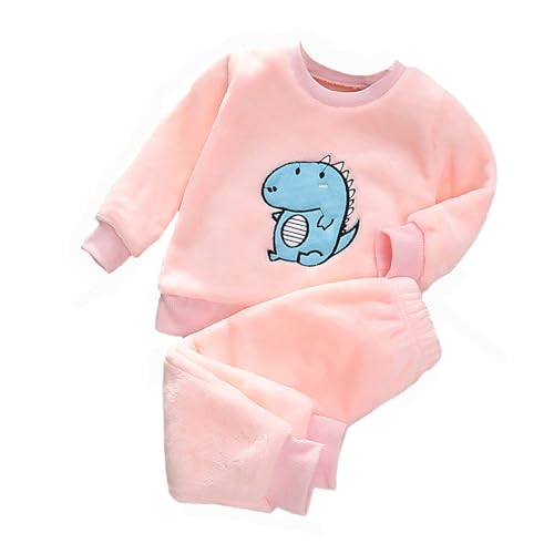 Generisch Kinder Schlafanzug Jungen Mädchen Flanell Pyjama Set Weiche Langarm Warme Zweiteilig Schlafanzüge Set Winter Nachtwäsche Oberteil Pyjamahose Lang für Unisex Kinder Größe 2-12 Jahre von Generisch