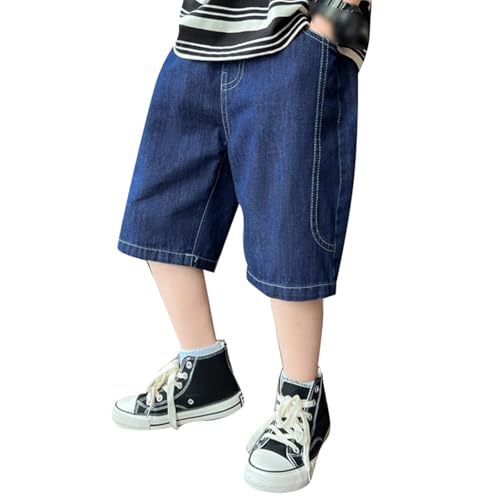 Generisch Kinder Shorts Jungen Jeans Sommer Kurze Hose Leicht Jeanshose Atmungsaktive Short mit Elastischem Bund Baggy Mode Outdoor Kurzehose Baggy Streetwear Sommerhose für Jungen 4-13 Jahre von Generisch