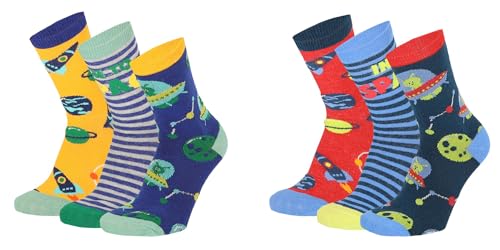 Generisch Kinder Socken, 6 Paar für Jungen/Mädchen,Schadstoffgeprüft, 27-30, Space von Generisch