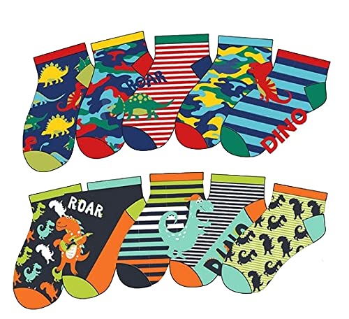 Generisch Kinder Socken Sneakersocken Kurzsocken, 10 Paar für Jungen,Socken (as3, age, 3_years, 4_years, regular, Dino) von Generisch