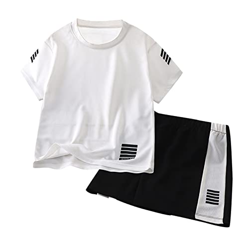 Kinder Trainingsanzug Zweiteiler Jungen Mädchen Set 2-Teilig Jogginganzug Sommer Schnelltrockend Kurzarm T-Shirt mit Shorts Sportanzug Kurz Jogginganzug Tracksuit Activewear 1-9 Jahre von Generisch