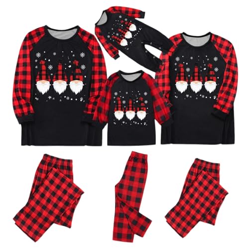 Generisch Kinder Weihnachtskalender, Weihnachts Pyjama Familie Wichtel Weihnachtsoutfit Set Weihnachten Festlich Kostüm 2-Teilig Klassike Festival Outfit Rot Langarm Hausanzug Xmas Fun Schlafanzüge von Generisch
