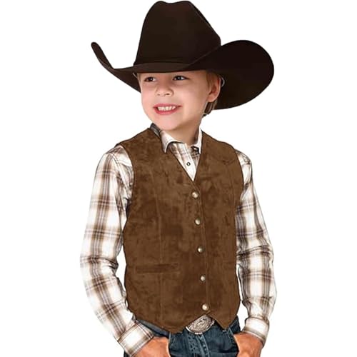 Generisch Kinder Western Weste Jacke Mit Fransen Jungen Mädchen Cowboy Cowgirl Weste Kinder Hippie Wildwest Outfit Fasching Karneval von Generisch