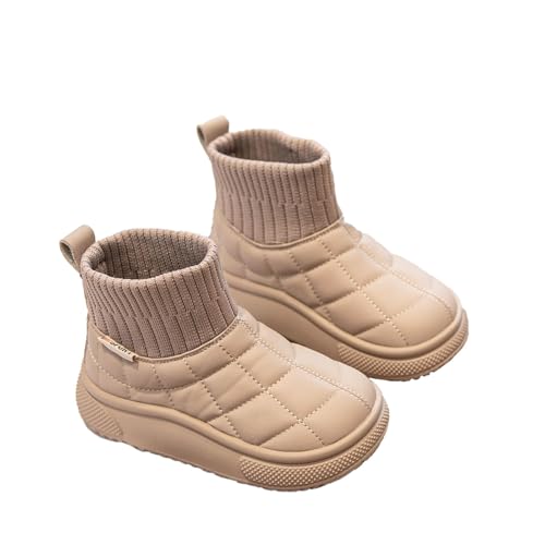 Generisch Kinder Winter Einfarbig Schnee Stiefel Für Jungen Und Mädchen rutschfeste Warme Stiefel Mit Wollverdickung 39 Jungen (Khaki, 29 Little Child) von Generisch