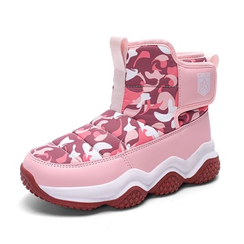 Generisch Kinder Winter Einfarbig Schneestiefel Jungen und Mädchen rutschfeste warme gepolsterte verdickte Stiefel Winterstiefel 34 (32 Big Kids) von Generisch