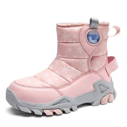 Generisch Kinder Winter Einfarbig Schneestiefel Jungen und Mädchen rutschfeste warme gepolsterte verdickte Stiefel Winterstiefel Jungen (31.5 Little Child) von Generisch