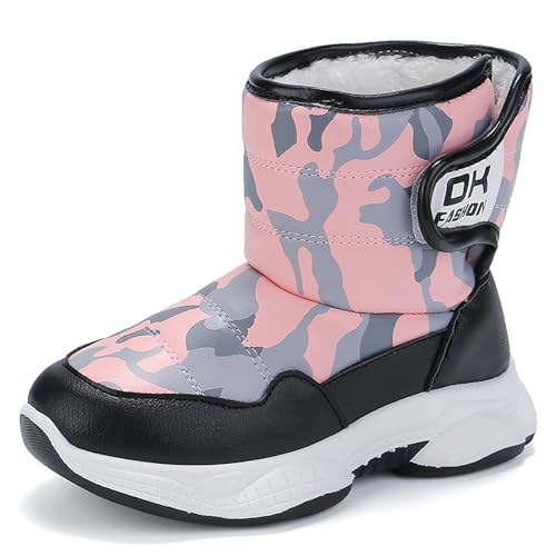 Generisch Kinder Winter Einfarbig Schneestiefel Jungen und Mädchen rutschfeste warme gepolsterte verdickte Stiefel Winterstiefel Kinder 32 (33 Big Kids) von Generisch