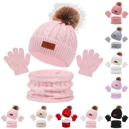 Generisch Kinder Winterset - Mütze, Schal, Handschuhe für Mädchen und Jungen - Warme Strickmütze Beanie Hut für 1-5 Jahre von Generisch