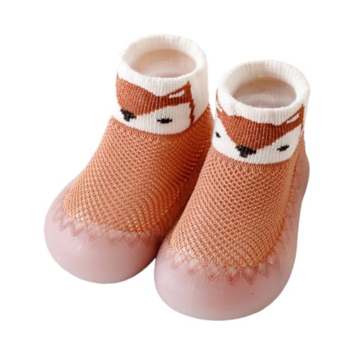 Generisch Kinderhausschuhe Junge Kleinkinder Mädchen Jungen Kinder Freizeitschuhe mit Cartoon-Prints Mesh Weiche Unterseite Atmungsaktive Schlupfschuhe Sportschuhe Sockenschuhe (Orange, 22 Toddler) von Generisch