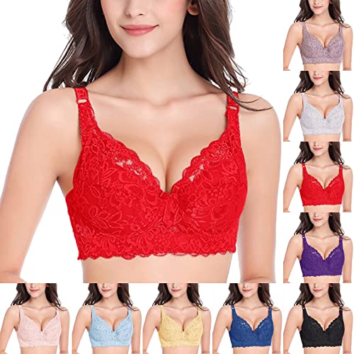 Generisch Klassische BHS für Damen, Damen Push Up BH mit Blumen Spitze Schalen Bügel BH Gepolstert Elegant Komfort BH Alltag Dessous Sport Basic Büstenhalter, osterangebote Damen von Generisch