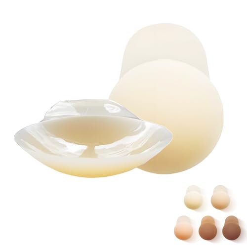 Generisch Klebe Push Up BH Wiederverwendbarer Silikon Rückenfrei Nippelpads, Unsichtbar Trägerloser Sticky Bra, Strapless Invisible Bra, Große Brust Nipple Cover (Helle Hautfarbe, 11cm) von Generisch