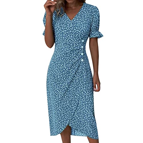 Generisch Kleid Damen Sommerkleid Licht Ballkleid Strandkleid Lustig Kleider Leichter Abschlusskleid Wickelkleid Baumwolle Maxikleid Bequem Summer Dress von Generisch