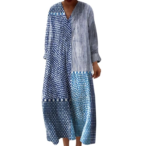Generisch Kleider Sommer, Primeday, Strandkleid Lang Maxikleider V Ausschnitt Sommerkleider Leicht Und Luftig Boho Kleid Elegante Midikleid Freizeitkleid, Spitzenkleid Damen von Generisch