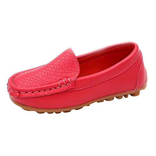 Generisch Kleinkind Kleinkind Jungen Mädchen Soft Slip On Loafers Kleid Flache Schuhe Bootsschuhe Freizeitschuhe (Red, 35) von Generisch
