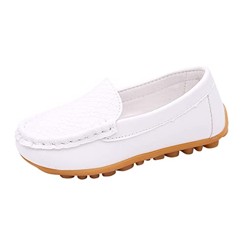 Generisch Kleinkind Kleinkind Jungen Mädchen Soft Slip On Loafers Kleid Flache Schuhe Bootsschuhe Freizeitschuhe (White, 31) von Generisch