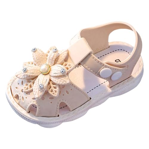Generisch Kleinkind Mädchen Sandalen,Offener Zeh Mädchenschuhe Perle Tanzschuhe Mit Weichen Sohlen Anti-Rutsch Flache Sandalen Verstellbarer Knöchel Prinzessin Schuhe Outdoor Sportsandalen von Generisch