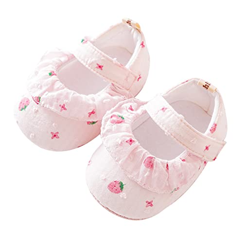 Generisch Kleinkind-Schuhe mit Erdbeermuster, weiche Sohle, rutschfeste Socken, Baby-Bodenschuhe, Socken für Frühling und, Bodensocken Mädchen Schuhe Mit Licht (Pink, 0-6 Months) von Generisch