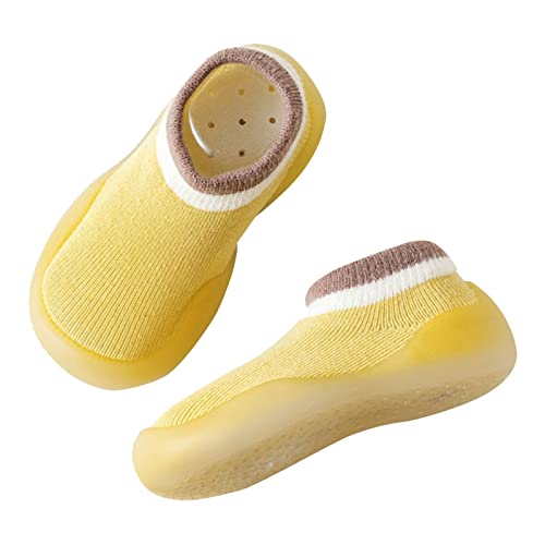 Generisch Kleinkindschuhe Lauflernsocken Sockenschuhe Frühling Weiche Hausschuhe Sommer Mädchen Schuhe Indoor Kinder Bodensocken für Kleinkinder Hausschuhe (Yellow, 22.5 Toddler) von Generisch