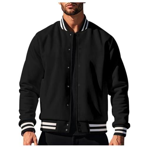 Generisch Klepper Jacken Herren Wasserdicht Herren Langarm Sweatshirt Strickjacke Casual Urlaub Baseball Mantel Mantel Anthrazit Herren (Black, XXXL) von Generisch