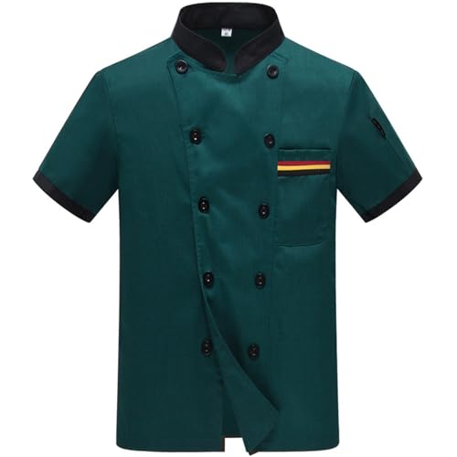 Generisch Kochjacke Herren Druckknöpfen Kurzarm Kochkleidung Große Größen Restaurant Koch Jacke Bäckerjacke Uniform Dünn Leicht Atmungsaktiv Chef Sommerhemden mit Brusttaschen Arbeitshemd von Generisch