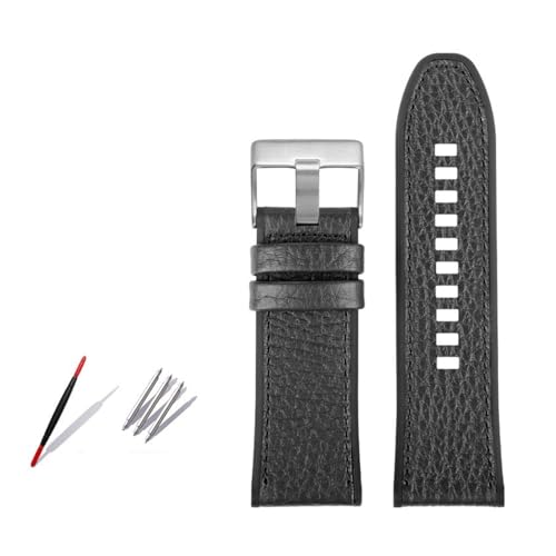 Generisch Kompatibel mit großem Zifferblatt DZ7395 DZ4496 DZ7396 Uhrenarmband mit Silikonboden for Herren, 28 mm(B Black-silver) von Generisch