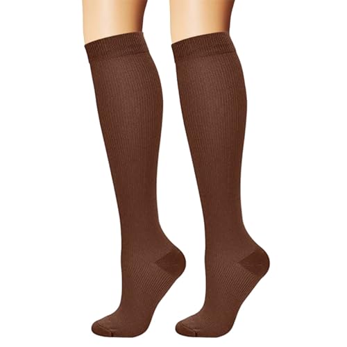 Generisch Kompressionsstrümpfe Herren Kaffee Sport Knie Kompressionssocken Damen Laufen Stützstrümpfe Kniestrümpfe Sommer Radsport Socken Compression Socks Running Sportsocken Unisex Laufsocken von Generisch