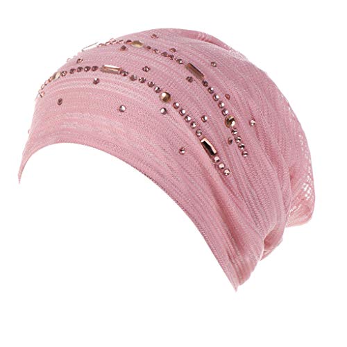 Generisch Kopftuch Damen Sommer Elegant Turban Frauen Kopfbedeckung mit Nieten Chemo Mütze Bandana Muetzen Super Weich Headwear Haarausfall Hat Krebskranke Chemo Kappe von Generisch