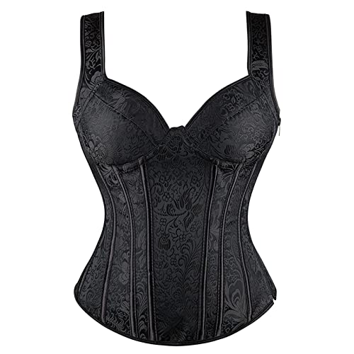 Generisch Korsett Corsage Top Korsage Mit Träger Bustier Elegant Gothic Satin Spitzen Kette Pinkes Korsett S-6XL von Generisch