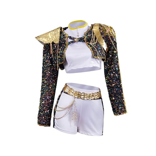 Generisch 𝑲𝒑𝒐𝒑 𝑫𝒂𝒎𝒆𝒏 𝑯𝒖𝒏𝒕𝒆𝒓𝒔 Kostüm Mädchen Anime Cosplay Hunters Kostüm Schwarz Uniform Komplettes Set Halloween Party Anzug von Generisch